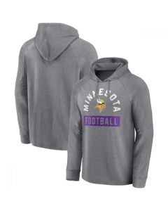 Men's Minnesota Vikings Heathered Gray No Time Off Raglan Pullover Hoodie