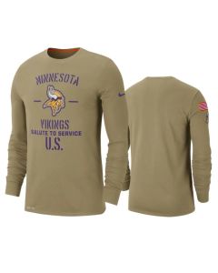 Men's Minnesota Vikings Tan 2019 Salute to Service Sideline Performance Long Sleeve Shirt