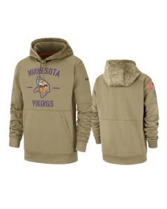 Men's Minnesota Vikings Tan 2019 Salute to Service Sideline Therma Pullover Hoodie