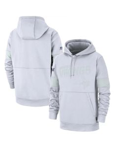 Men's Minnesota Vikings White 2019 100th Season Sideline Platinum Therma Pullover Hoodie