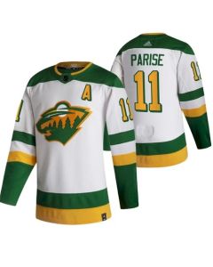 Men's Minnesota Wild #11 Zach Parise 2021 White Reverse Retro Stitched Jersey