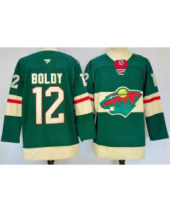 Men's Minnesota Wild #12 Matt Boldy Green 2024-25 Home Stitched Hockey Jersey