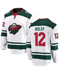 Men's Minnesota Wild #12 Matthew Boldy 2021 White Away Stitched Jersey