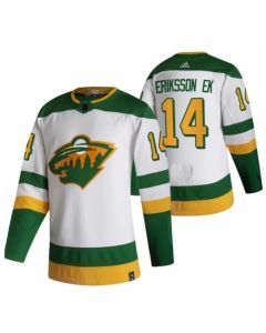 Men's Minnesota Wild #14 Joel Eriksson Ek 2021 White Reverse Retro Stitched Jersey