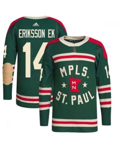 Men's Minnesota Wild #14 Joel Eriksson Ek 2022 Green Winter Classic Stitched Jersey