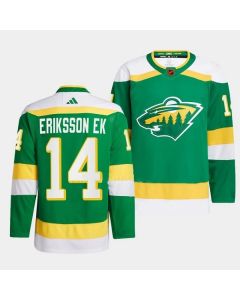 Men's Minnesota Wild #14 Joel Eriksson Ek Green 2022-23 Reverse Retro Stitched Jersey