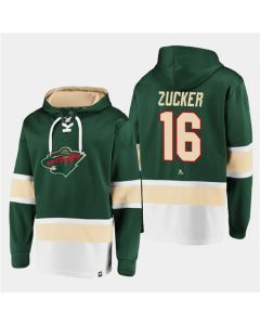 Men's Minnesota Wild #16 Rem Pitlick Green All Stitched Sweatshirt Hoodie