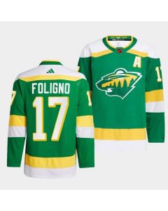 Men's Minnesota Wild #17 Marcus Foligno Green 2022-23 Reverse Retro Stitched Jersey