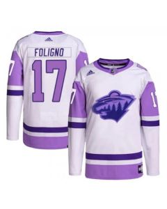 Men's Minnesota Wild #17 Marcus Foligno Green 2022 White/Purple Stitched Jersey