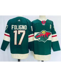 Men's Minnesota Wild #17 Marcus Foligno Green Stitched Jersey