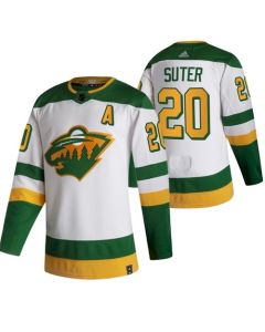 Men's Minnesota Wild #20 Ryan Suter 2021 White Reverse Retro Stitched Jersey