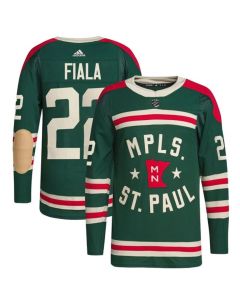 Men's Minnesota Wild #22 Kevin Fiala 2022 Green Winter Classic Stitched Jersey