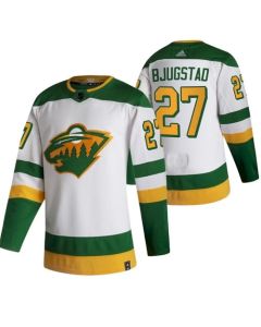 Men's Minnesota Wild #27 Nick Bjugstad 2021 White Reverse Retro Stitched Jersey