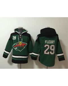 Men's Minnesota Wild #29 Marc-Andre Fleury Green Ageless Must-Have Lace-Up Pullover Hoodie