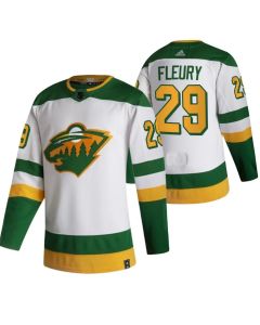 Men's Minnesota Wild #29 Marc-Andre Fleury White/Green Stitched Jersey