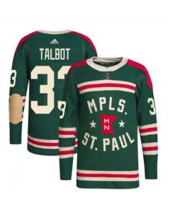Men's Minnesota Wild #33 Cam Talbot 2022 Green Winter Classic Stitched Jersey