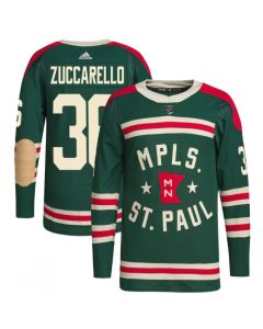 Men's Minnesota Wild #36 Mats Zuccarello 2022 Green Winter Classic Stitched Jersey