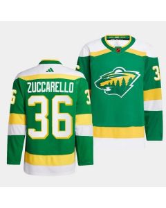 Men's Minnesota Wild #36 Mats Zuccarello Green 2022-23 Reverse Retro Stitched Jersey