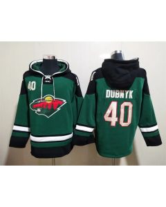 Men's Minnesota Wild #40 Devan Dubnyk Green Ageless Must-Have Lace-Up Pullover Hoodie