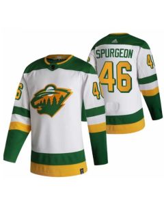 Men's Minnesota Wild #46 Jared Spurgeon 2021 White Reverse Retro Stitched Jersey