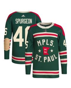 Men's Minnesota Wild #46 Jared Spurgeon 2022 Green Winter Classic Stitched Jersey