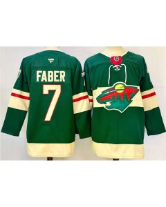 Men's Minnesota Wild #7 Brock Faber Green 2024-25 Home Stitched Hockey Jersey