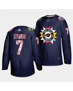 Men's Minnesota Wild #7 Nico Sturm 2021/22 Navy Native American Heritage Day Stitched Jersey