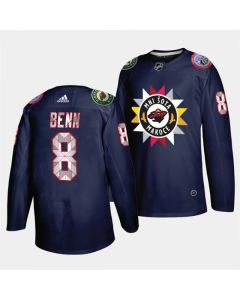 Men's Minnesota Wild #8 Jordie Benn 2021/22 Navy Native American Heritage Day Stitched Jersey