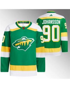 Men's Minnesota Wild #90 Marcus Johansson Green 2022-23 Reverse Retro Stitched Jersey