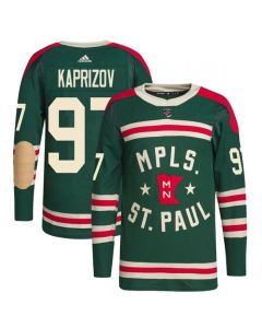 Men's Minnesota Wild #97 Kirill Kaprizov 2022 Green Winter Classic Stitched Jersey