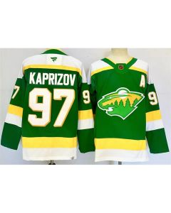 Men's Minnesota Wild #97 Kirill Kaprizov Green 2024-25 Alternate With A Patch Stitched Hockey Jersey