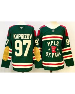 Men's Minnesota Wild #97 Kirill Kaprizov Green 2024-25 Stitched Hockey Premium Jersey
