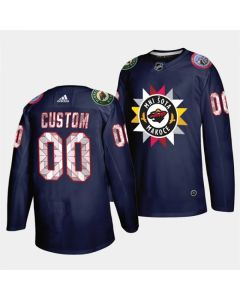 Men's Minnesota Wild ACTIVE PLAYER Custom 2021/22 Navy Native American Heritage Day Stitched Jersey