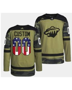 Men's Minnesota Wild Custom Camo Military Appreciation Night Stitched Jersey