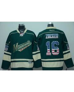 Men's Minnesota Wild Custom Green USA Flag Fashion Stitched Jersey