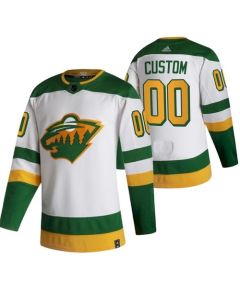 Men's Minnesota Wild White Custom Name Number Size 2021 White Reverse Retro Stitched Jersey