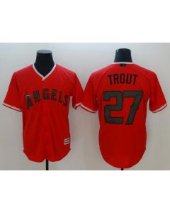 Men's MLB Los Angeles Angels #27 Mike Trout Red 2018 Memorial Day Cool Base Stitched Jersey