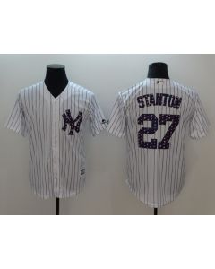Men's MLB New York Yankees #27 Giancarlo Stanton White 2018 Stars & Stripes Cool Base Jersey