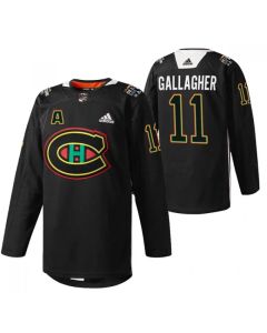 Men's Montreal Canadiens #11 Brendan Gallagher 2022 Black Warm Up History Night Stitched Jersey