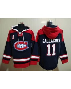 Men's Montreal Canadiens #11 Brendan Gallagher Navy/Red Lace-Up Pullover Hoodie
