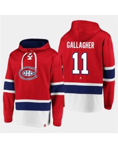 Men's Montreal Canadiens #11 Brendan Gallagher Red Ageless Must-Have Lace-Up Pullover Hoodie