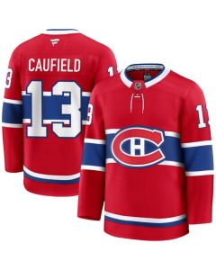 Men's Montreal Canadiens #13 Cole Caufield Red 2024-25 Stitched Jersey