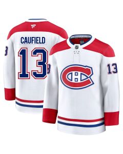 Men's Montreal Canadiens #13 Cole Caufield White Away Premium Jersey