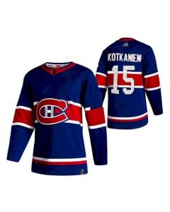 Men's Montreal Canadiens #15 Jesperi Kotkaniemi 2021 Blue Reverse Retro Stitched Jersey