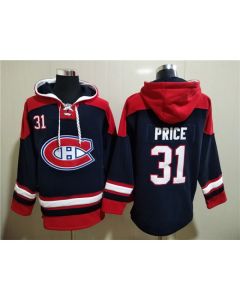 Men's Montreal Canadiens #31 Carey Price Navy/Red Lace-Up Pullover Hoodie