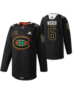 Men's Montreal Canadiens #6 Shea Weber 2022 Black Warm Up History Night Stitched Jersey
