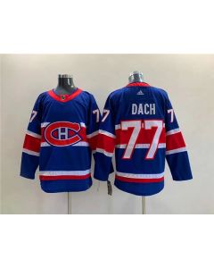 Men's Montreal Canadiens #77 Kirby Dach Blue Stitched Jersey