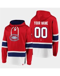 Men's Montreal Canadiens Active Player Custom Red Ageless Must-Have Lace-Up Pullover Hoodie