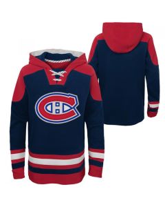 Men's Montreal Canadiens Blank Navy Ageless Must-Have Lace-Up Pullover Hoodie