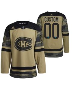 Men's Montreal Canadiens Custom Olive Salute To Service Stitched Jersey